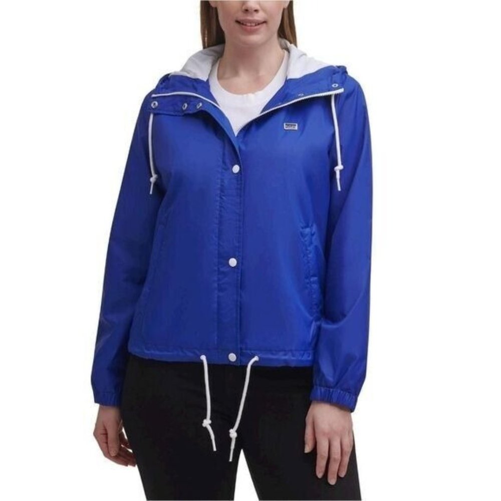 Levi’s Retro Women's Jacket Coat Hooded Size Large waterproof Full Zip Pockets
